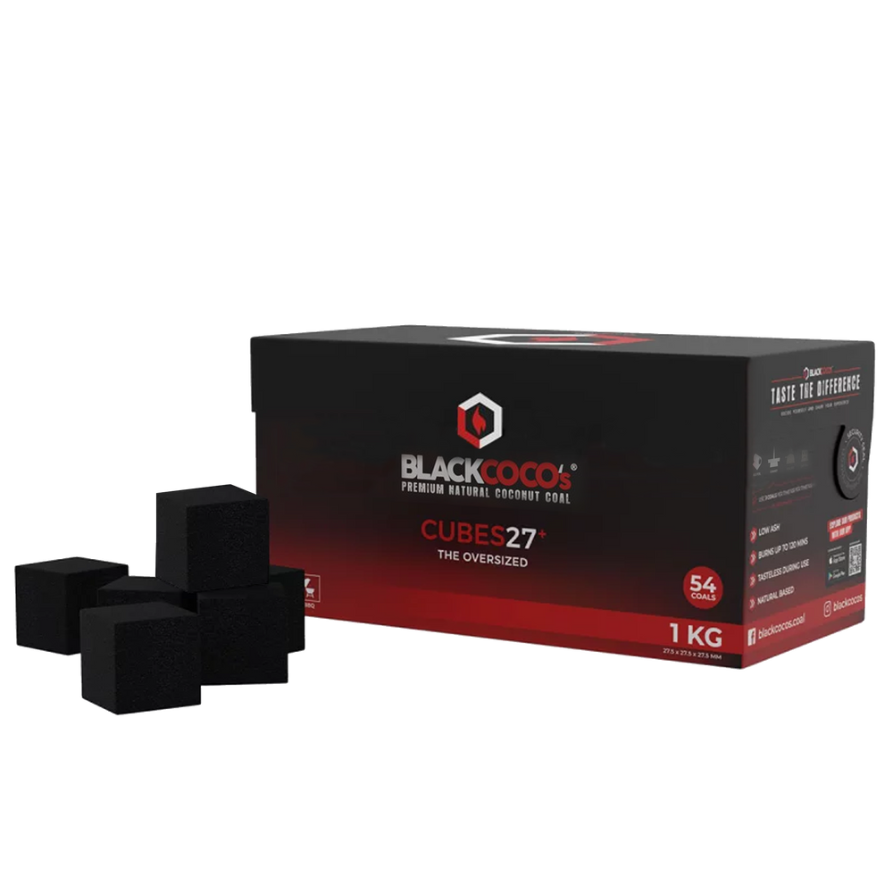 BlackCoco's Shisha Kohle 1kg CUBES27 Kokoskohle Kokosnuss Naturkohle 27mm Grill BBQ (Kopie)