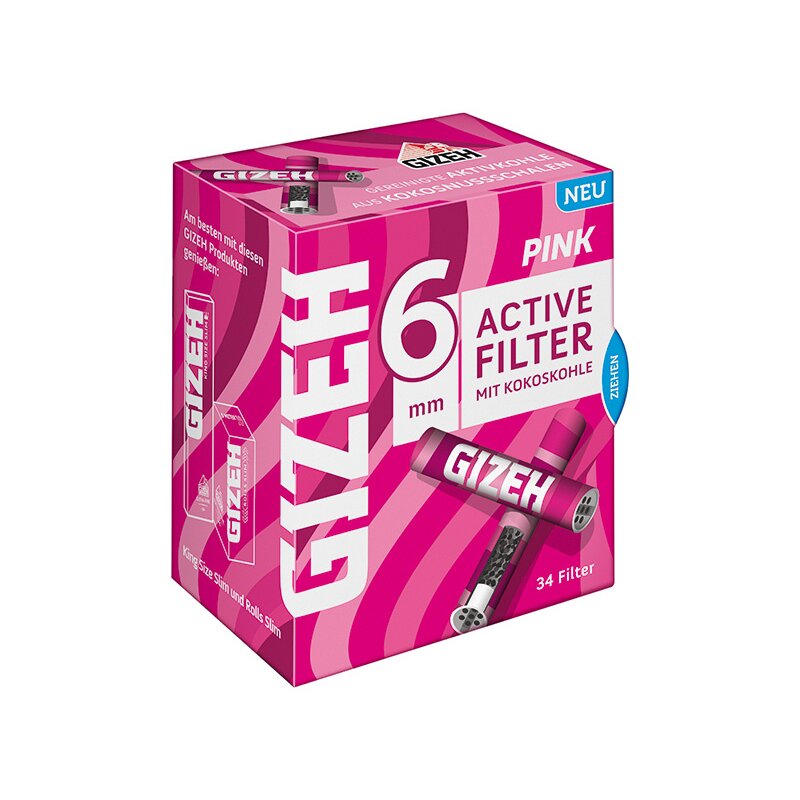 Gizeh Aktivkohlefilter 34er Schwarz oder Pink