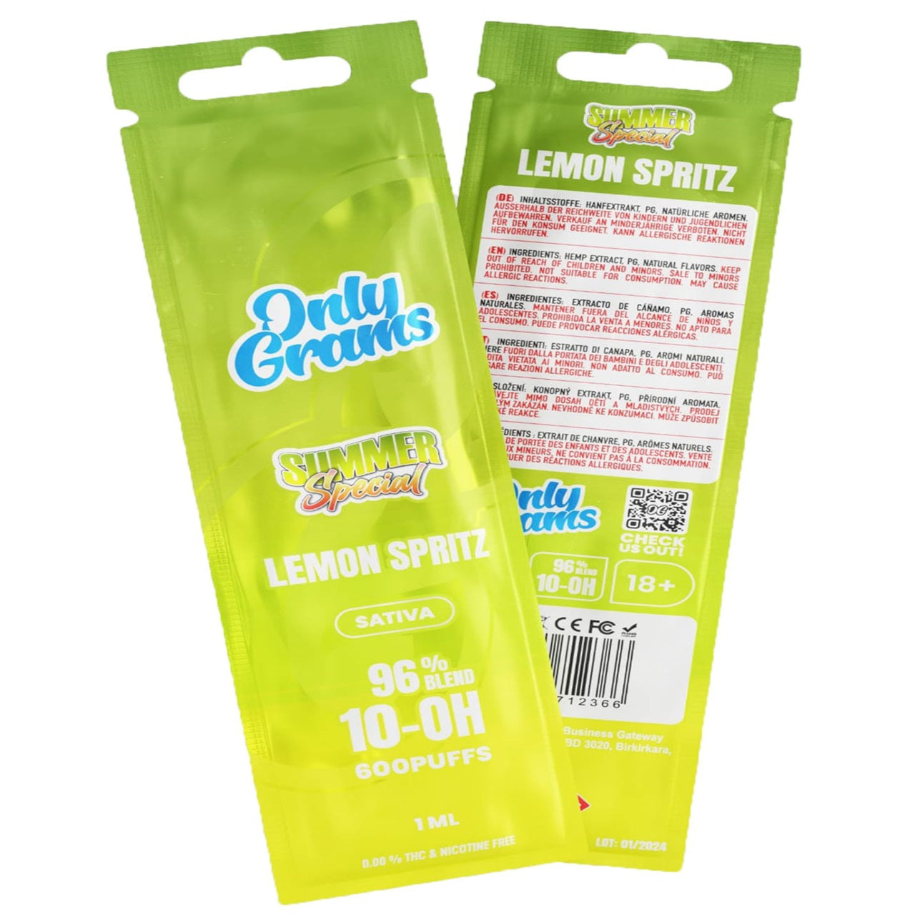 OnlyGrams Superior Blend Vape 96% Hybrid | Lemon Spritz 1ml