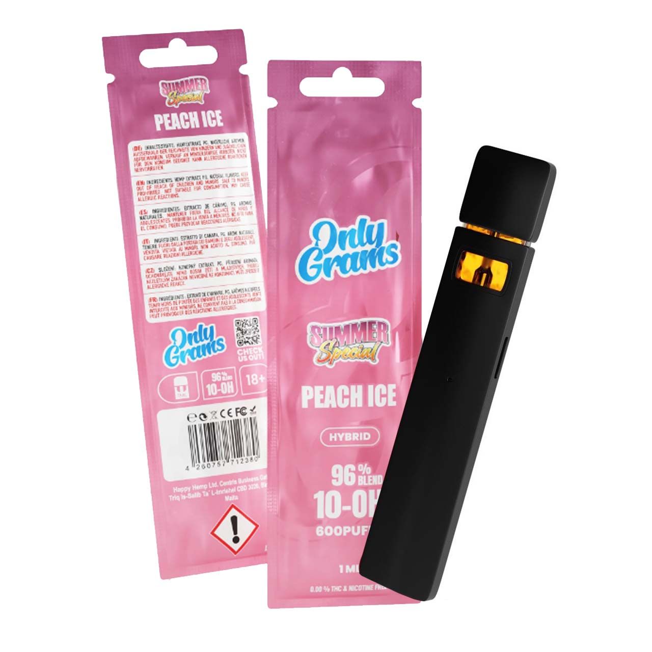 OnlyGrams Superior Blend Vape 96% Hybrid | Peach Ice 1ml