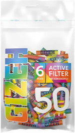 GIZEH Active Filter Aktivkohle 6mm 50er Black oder Rainbow